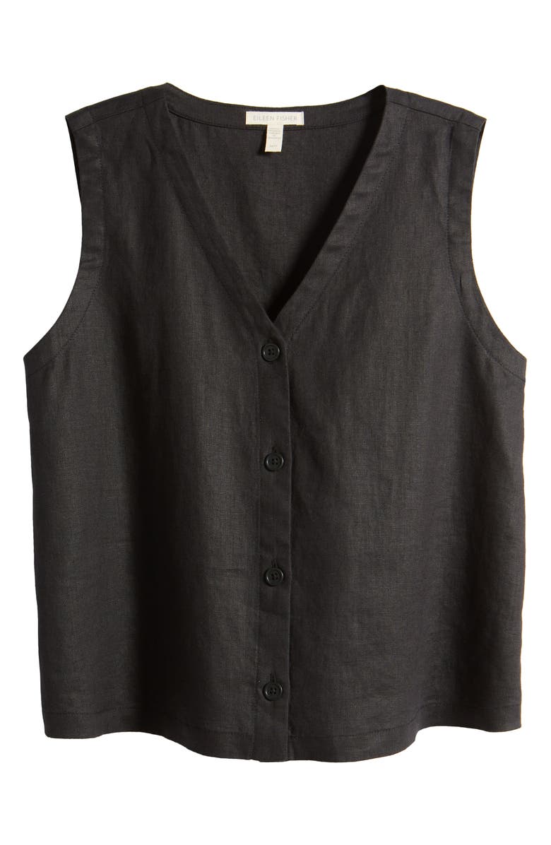 Eileen Fisher V-Neck Back Tie Organic Cotton Vest, Alternate, color,