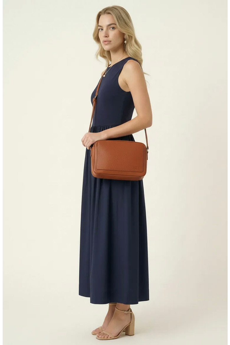 Sleeveless Crewneck Midi Dress with Gathered Waist and Pockets, Alternate, color, Navy Blue