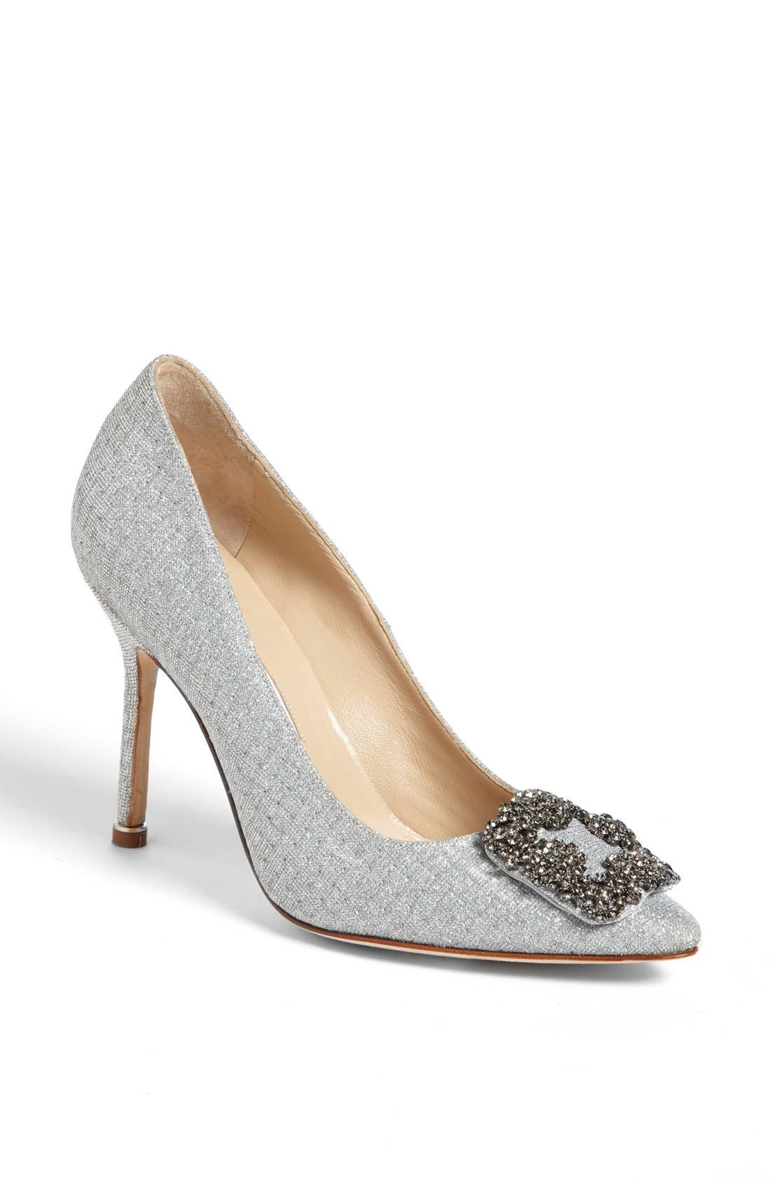 'Hangisi' Jeweled Satin Pump, Main, color, SILVER