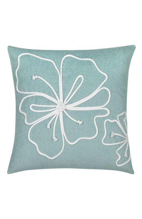 Elaine Smith Hibiscus Mist Rope Hand Appliqued Indoor & Outdoor Woven Accent Pillow