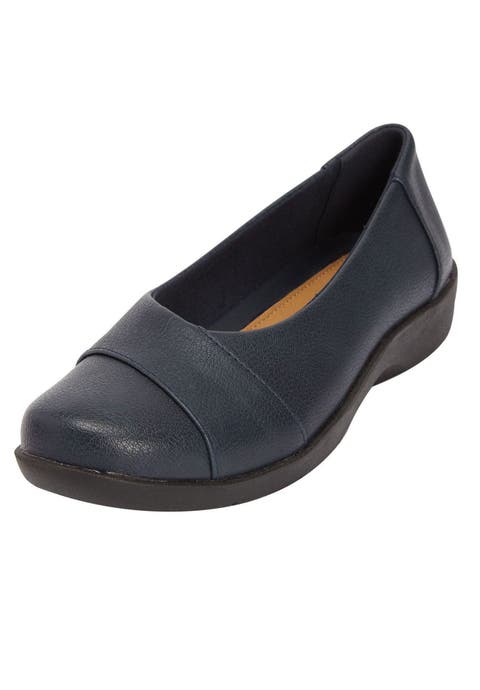 The Gab Faux Leather Slip On Flat (Wide Widths Available)