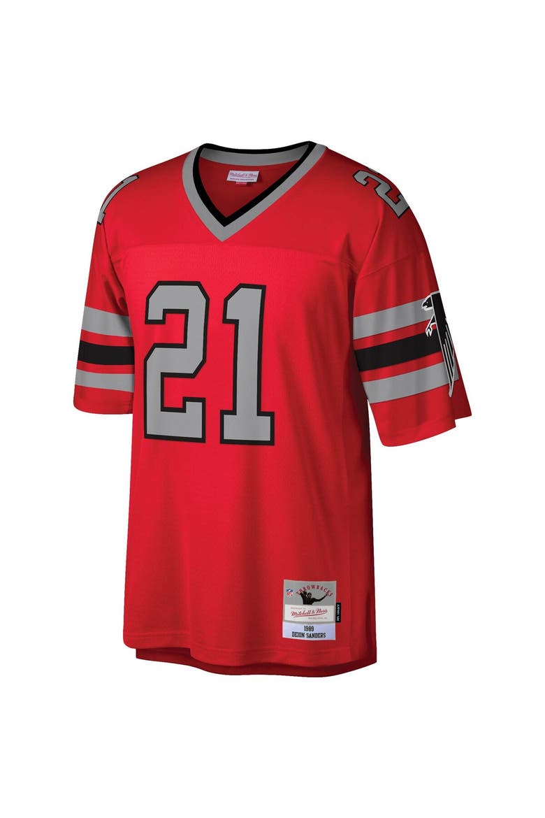 Men's Mitchell & Ness Deion Sanders Red Atlanta Falcons Legacy Replica Jersey, Alternate, color, Red