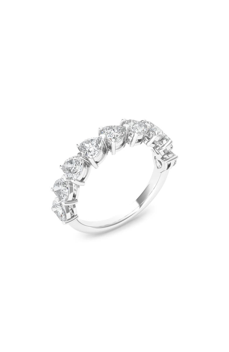 HauteCarat Heart Cut Lab Created Diamond Half Eternity Ring, Main, color, White Gold