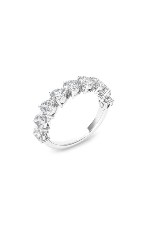 Heart Cut Lab Created Diamond Half Eternity Ring
