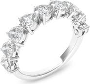 HauteCarat Heart Cut Lab Created Diamond Half Eternity Ring
