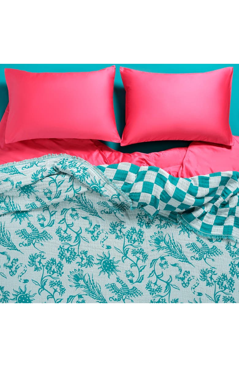 Zsa Zsa Zsu Costa Fringed Jacquard King Size 100% Cotton Bedspread 102X94 In, Alternate, color, Green