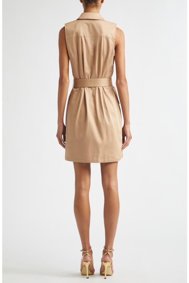 Noira Military Sleeveless Stretch Cotton Shirtdress, Alternate, color, CAPPUCCINO
