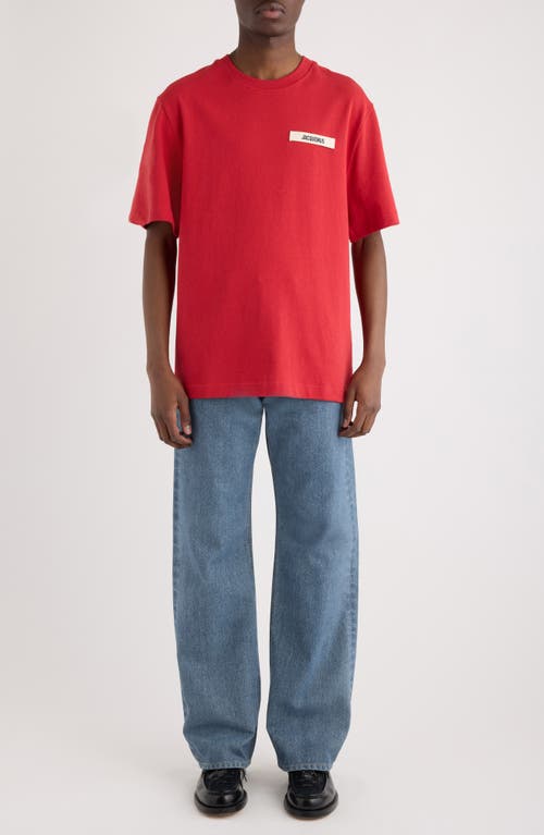 Jacquemus Le T-shirt Gros Grain Red T-shirt With Logo Patch On The Front In Cotton Man In Red