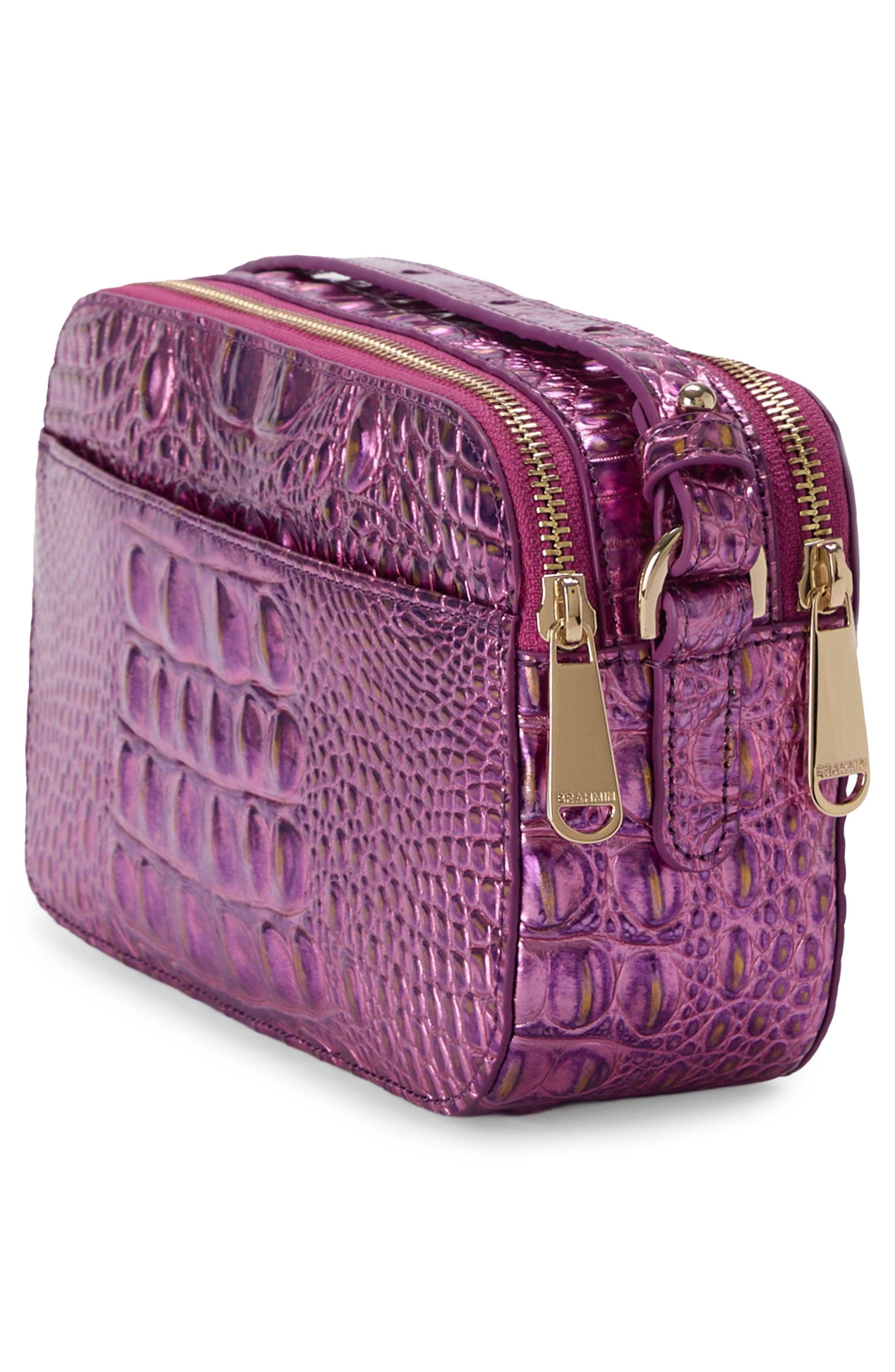 Brahmin Danica Croc Embossed Leather Crossbody Bag, Alternate, color, Opera Melbourne