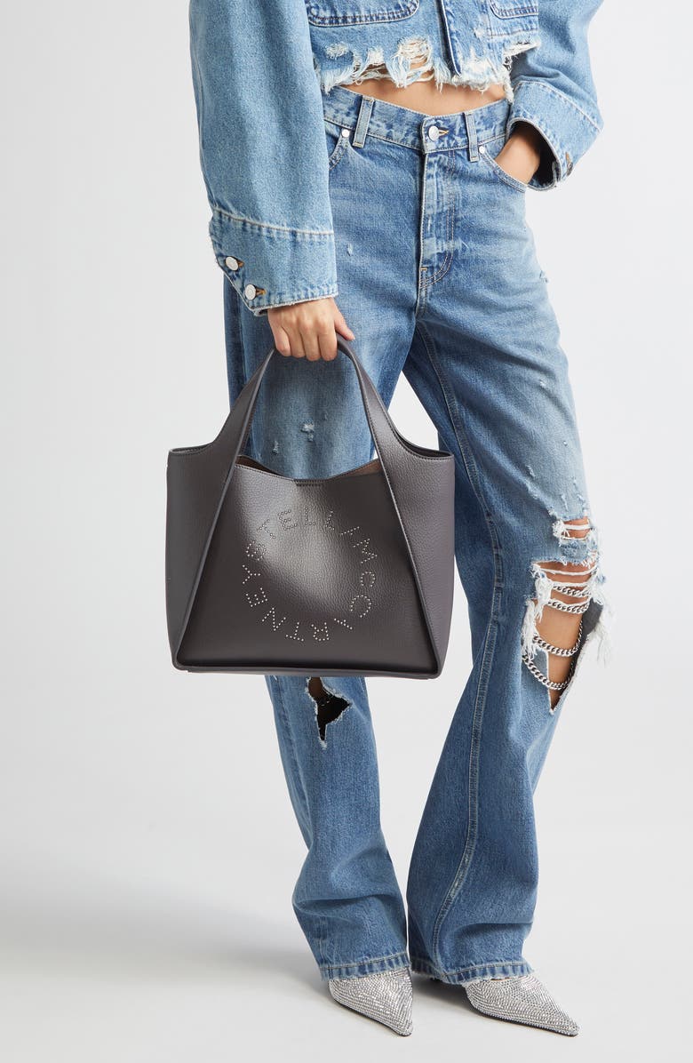 Stella McCartney Perforated Logo Faux Leather Crossbody Tote, Alternate, color,