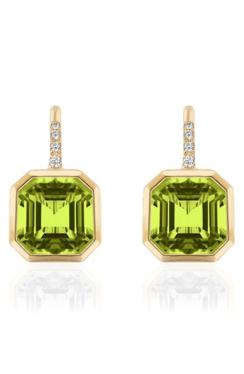 Goshwara Gossip Asscher Cut Peridot & Pavé Diamond Drop Earrings In Green