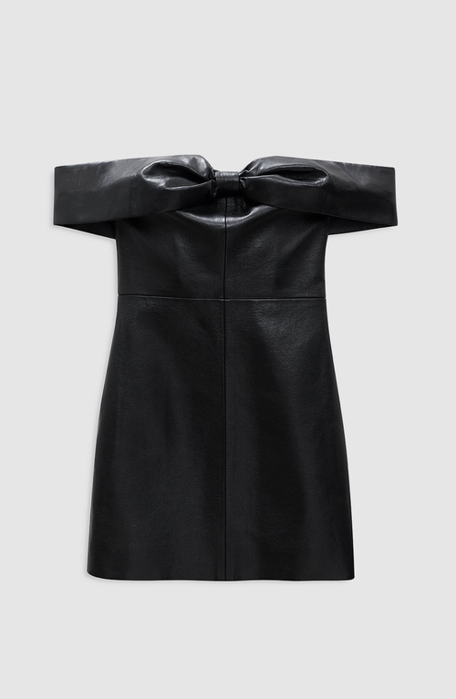 Anine Bing Colleen Mini Dress Recycled Leather In Black