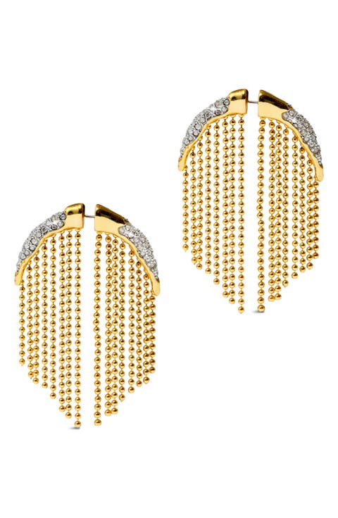 Solanales Crystal Pavé Fringe Front/Back Earrings