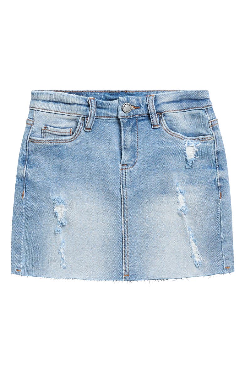 BLANKNYC Kids' Distressed Denim Miniskirt, Main, color, Luna Grey