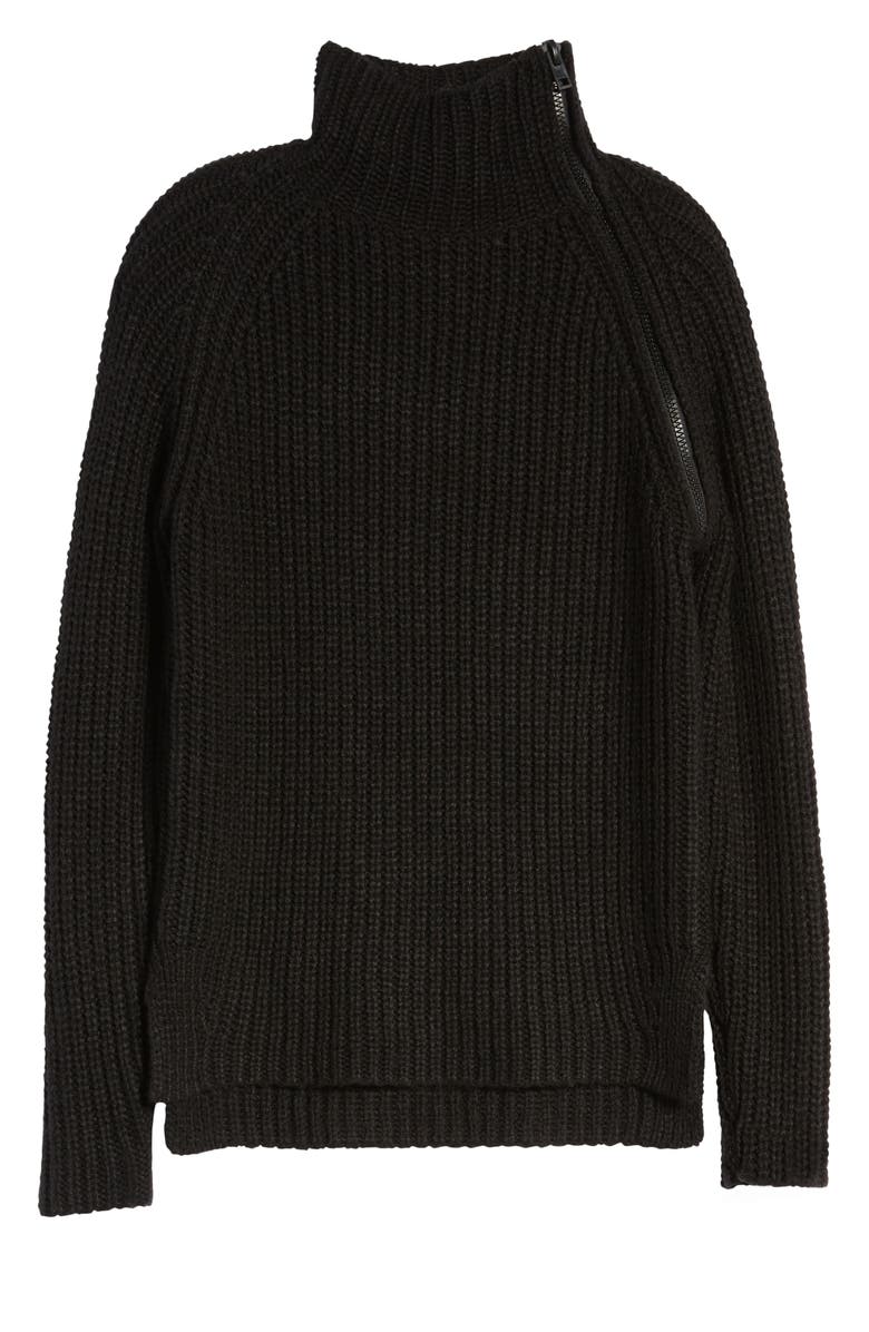 KARL LAGERFELD PARIS Chunky Zip Turtleneck Sweater, Alternate, color, 