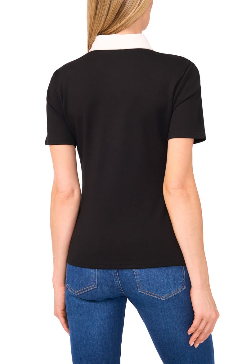 Contrast Trim Short Sleeve Polo, Alternate, color, RICH BLACK