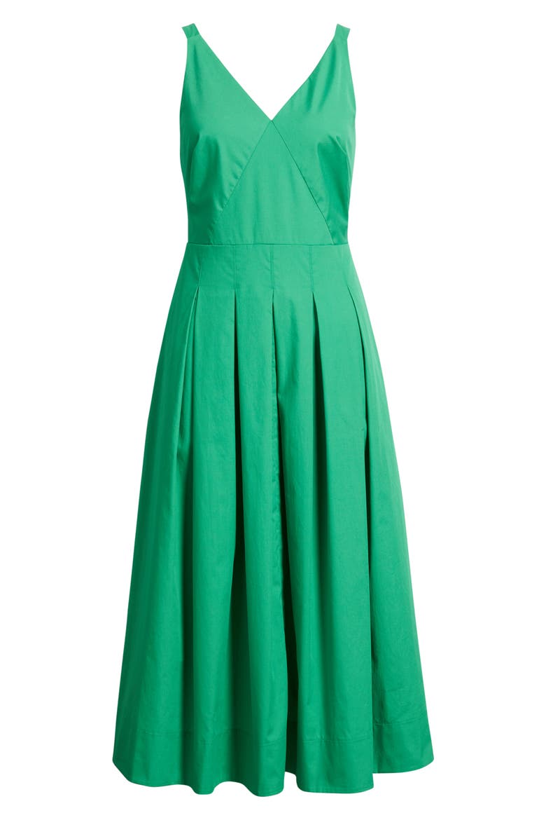 Pleated Cotton Dress, Alternate, color, APPLE GREEN
