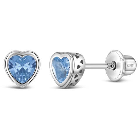 Cubic Zirconia Birthstone Heart Earrings