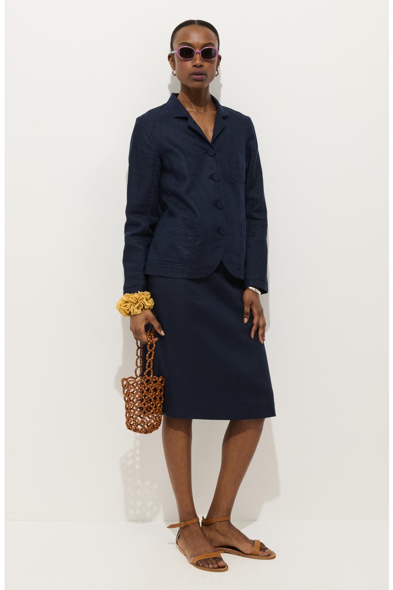 Maya Linen Skirt, Alternate, color, DARK NAVY