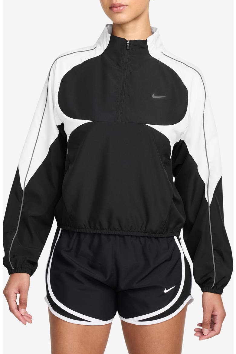 Tempo Swoosh Dri-FIT Performance Windbreaker, Main, color, BLACK/ WHITE/ COOL GREY