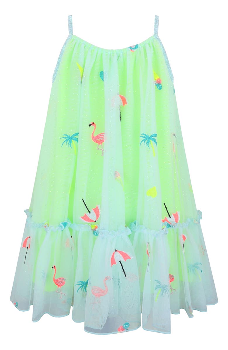 Zunie Kids' Embroidered Mesh Dress, Alternate, color, Yellow