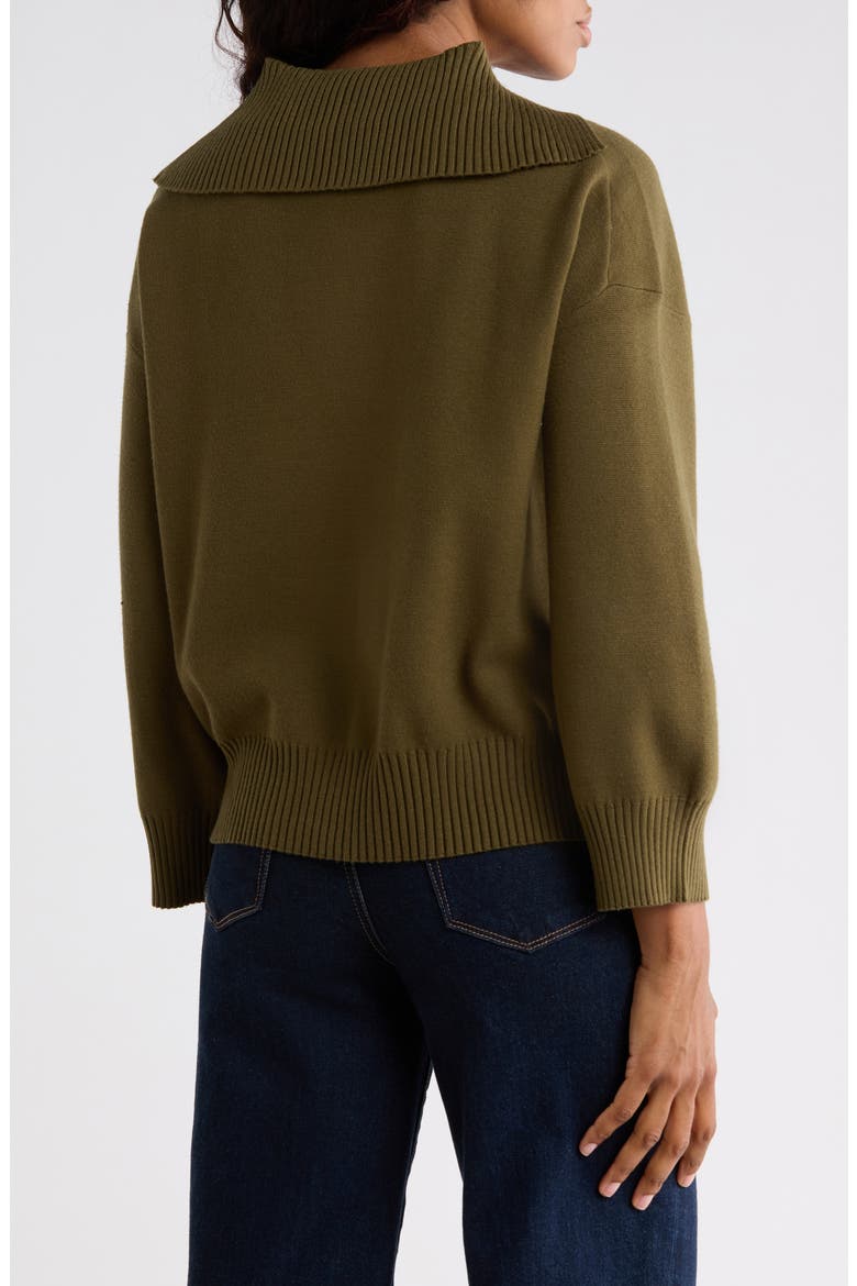 Wide Collar Button Pullover Sweater, Alternate, color, DARK OLIVE