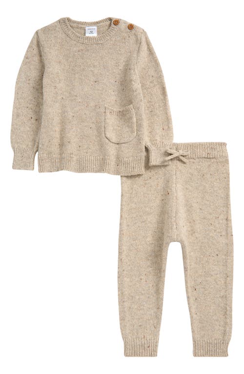 Nordstrom Babies'  Nep Sweater & Joggers Set In Beige Oatmeal Dark Heather