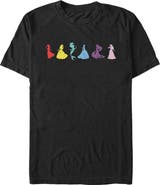 Disney Men's Disney Colorful Princesses Silhouettes Graphic T-Shirt