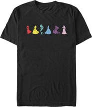 Disney Men's Disney Colorful Princesses Silhouettes Graphic T-Shirt