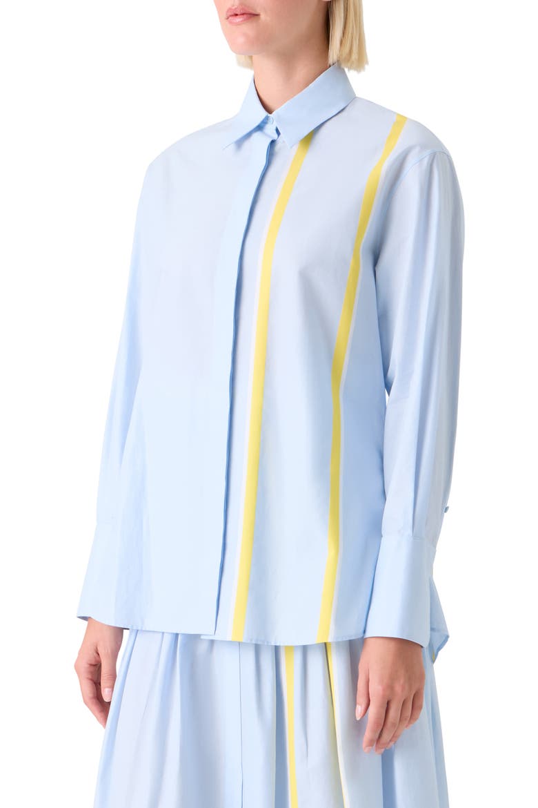 Stripe Chambray Button-Up Shirt, Alternate, color, SKY BLUE-LEMON ZING-CREAM