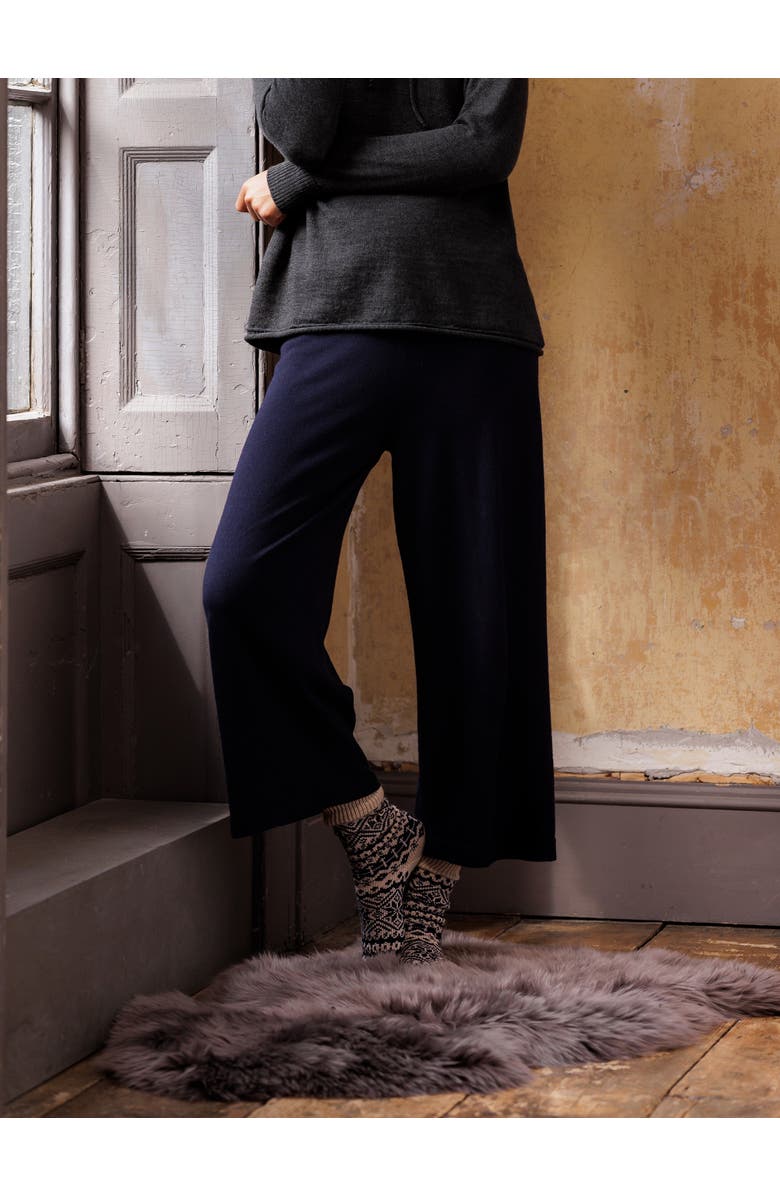 Celtic & Co. Wide Leg Merino Lounge Pants, Alternate, color, Navy