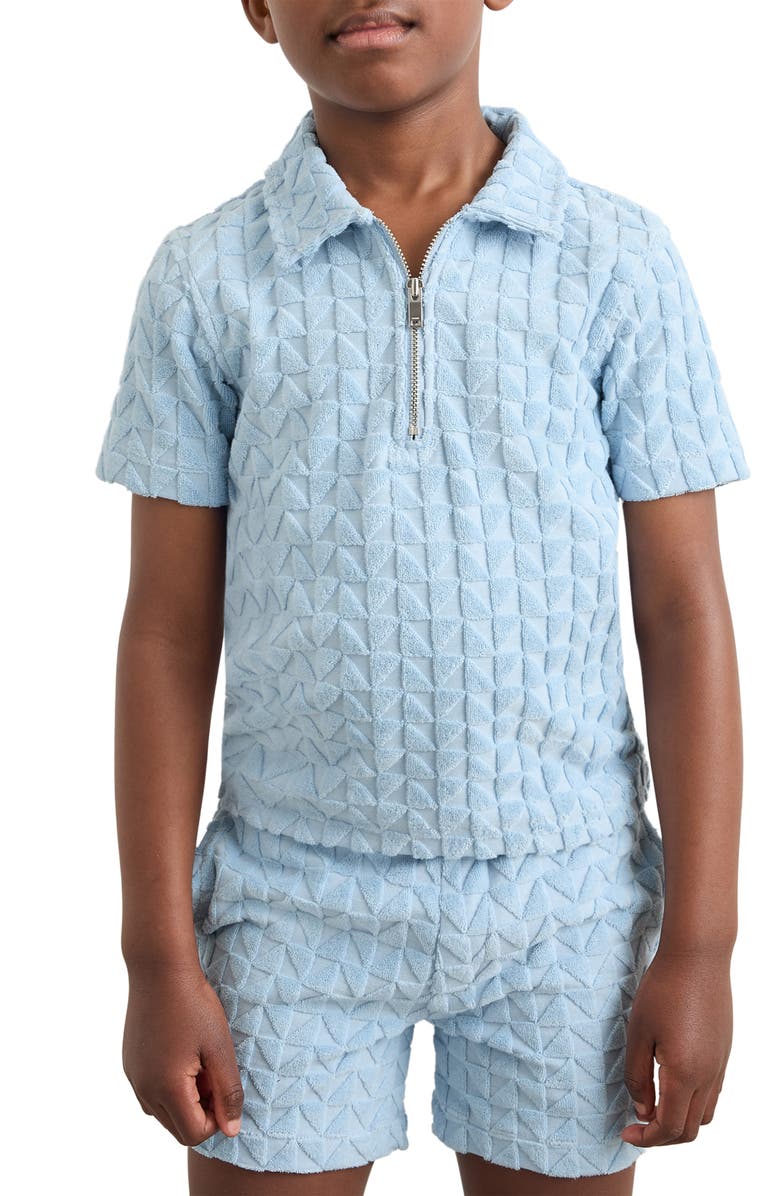 Reiss Kids' Jackson Cotton Blend Terry Polo, Alternate, color, Soft Blue