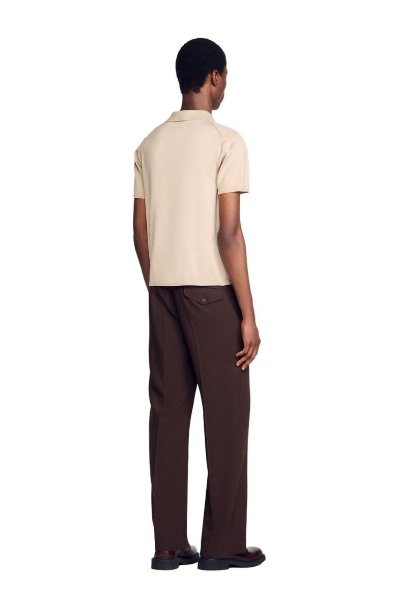 SANDRO Short-sleeve knitted polo shirt, Alternate, color, Oats