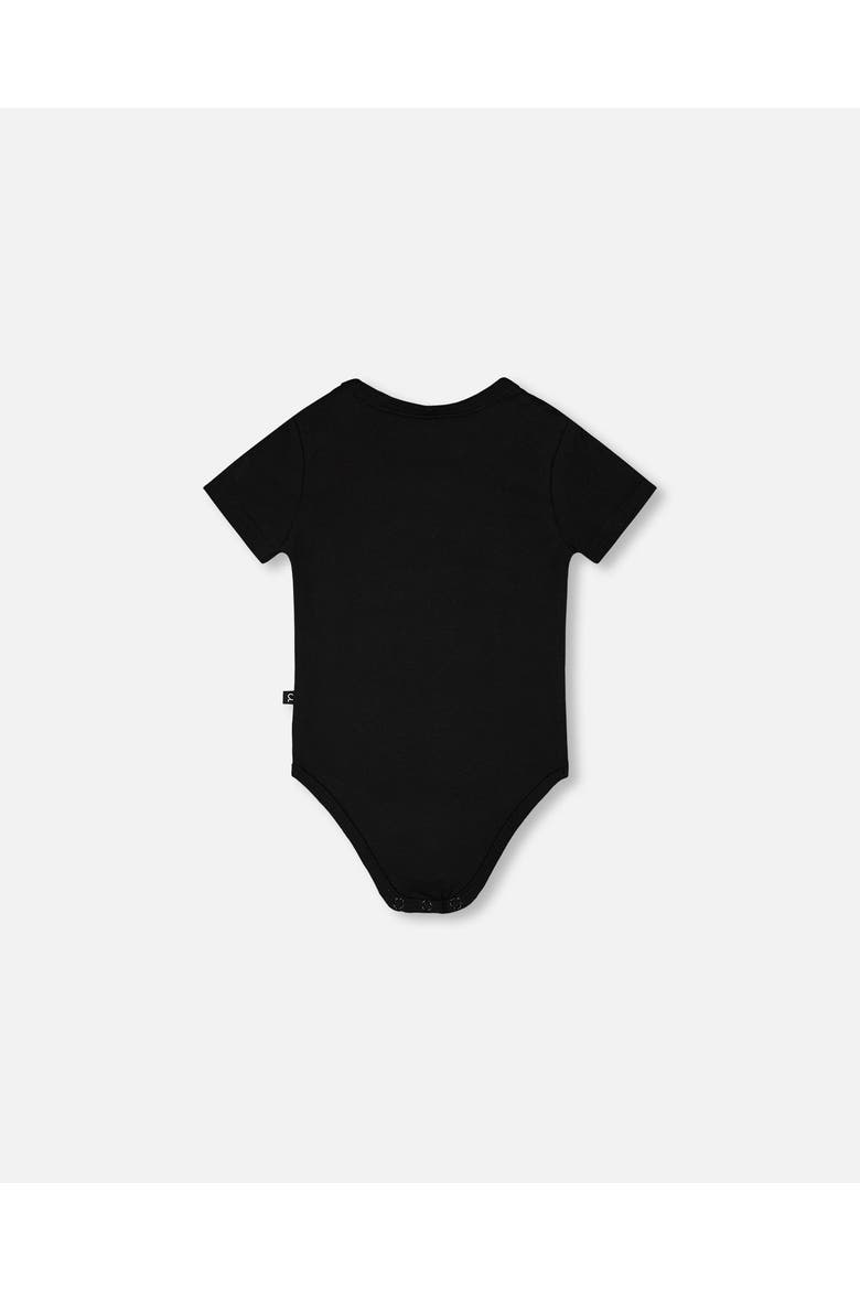 Evolutive Organic Cotton Jersey "Mister Zebra" Bodysuit, Alternate, color, Black
