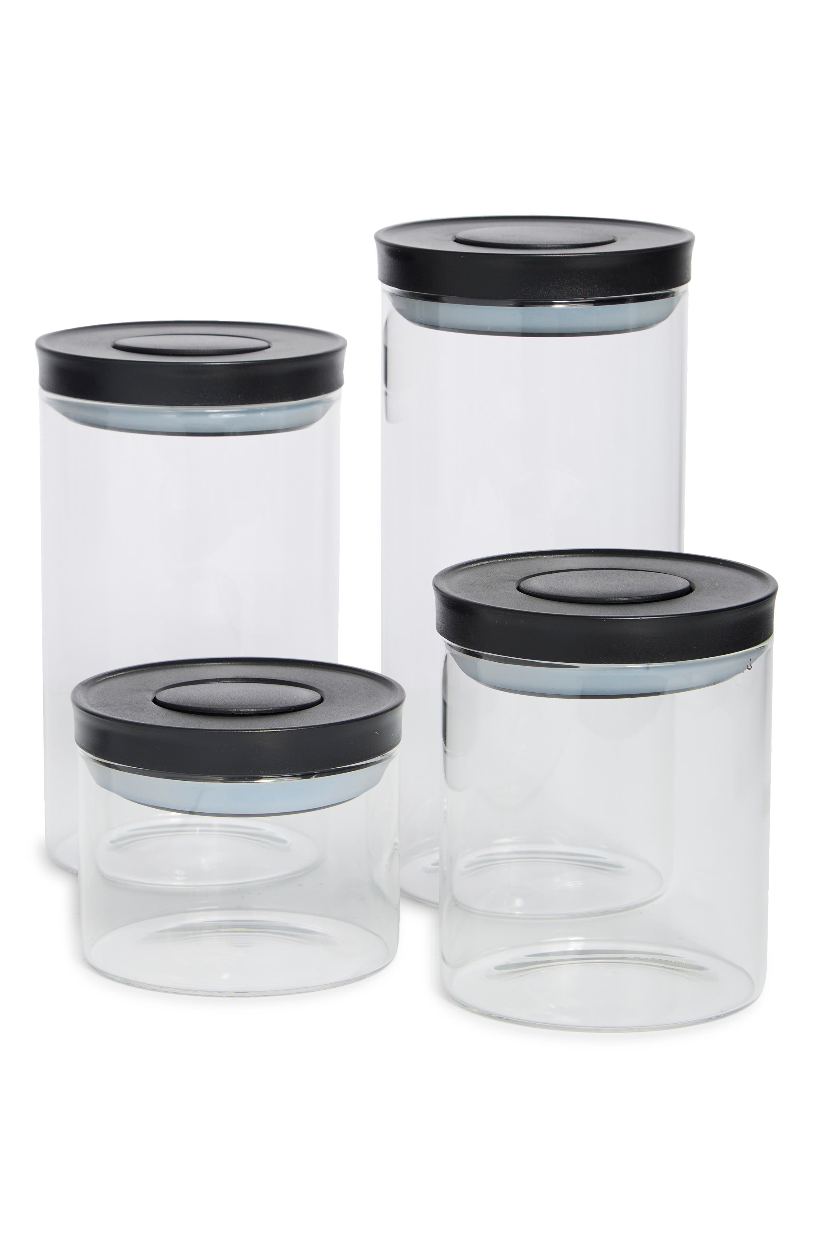 4-Piece Glass Push Top Jar Set