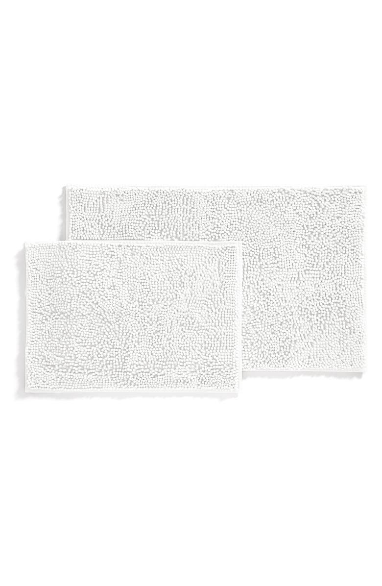 HOMESPUN 2-Pack Chenille Bath Mats, Main, color, Chenille White
