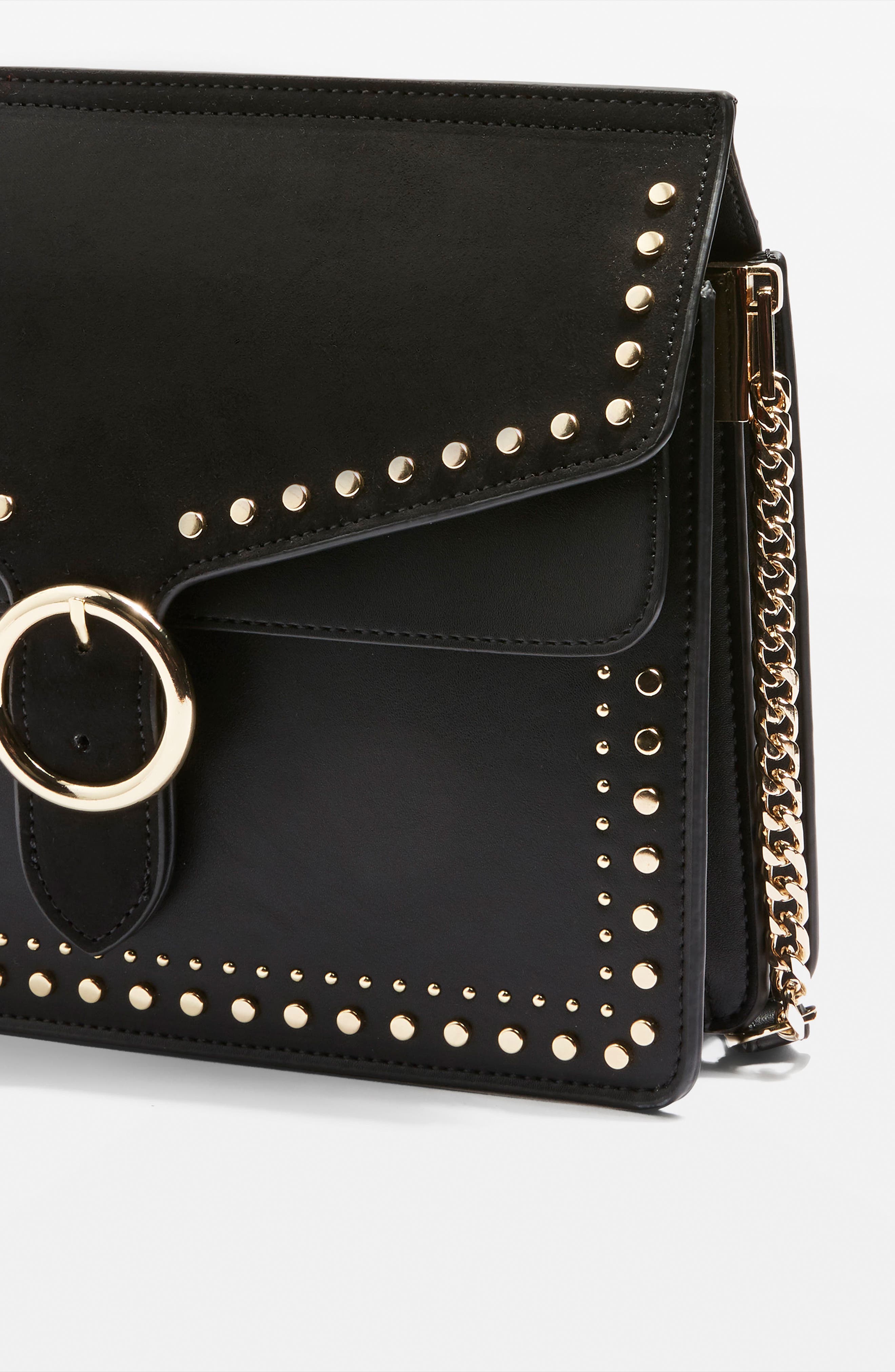 Topshop Peony Studded Shoulder Bag, Alternate, color, 