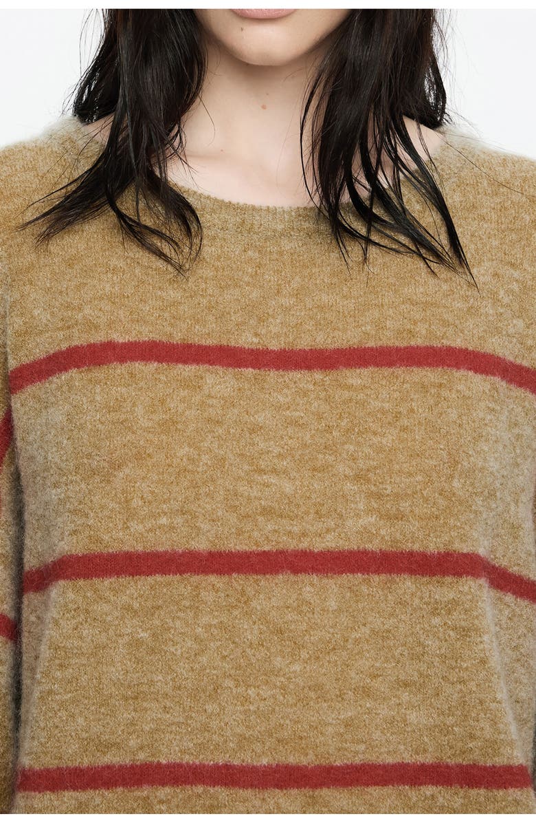 Bimba y Lola Striped Mohair Sweater, Alternate, color, Light Khaki