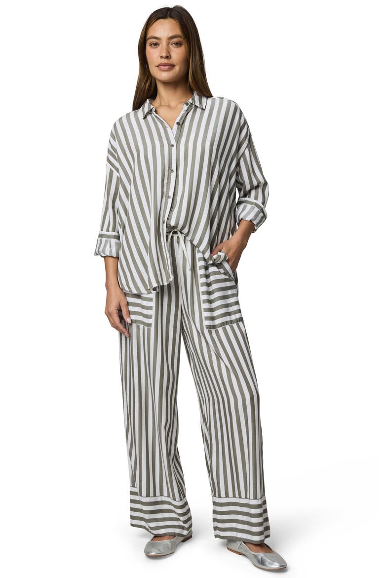 Ella Stripe Button-Up Shirt, Alternate, color, SOFT GREEN/ WHITE