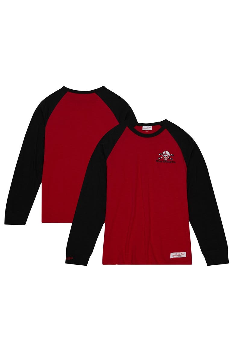 Men's Mitchell & Ness Scarlet Nebraska Huskers Legendary Slub Raglan Long Sleeve T-Shirt, Main, color, Scarlet
