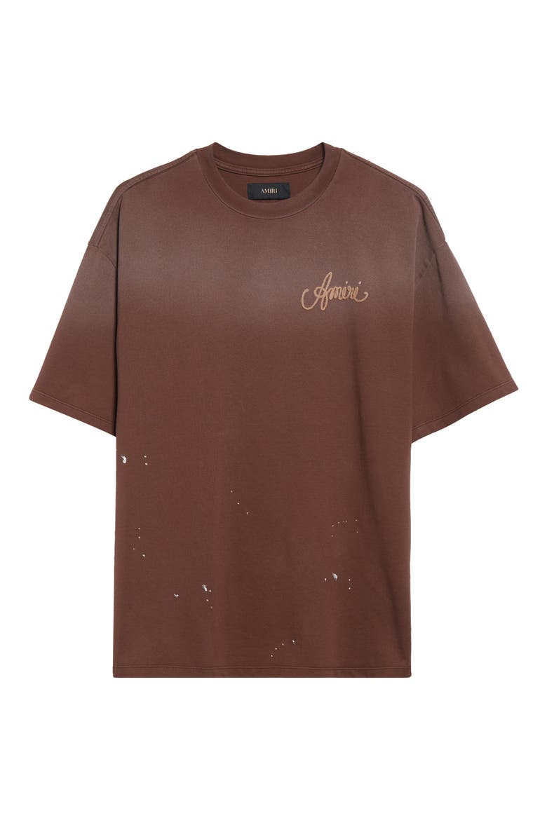 Design Studio Embroidered Paint Splatter Oversize T-Shirt, Alternate, color, WALNUT BROWN