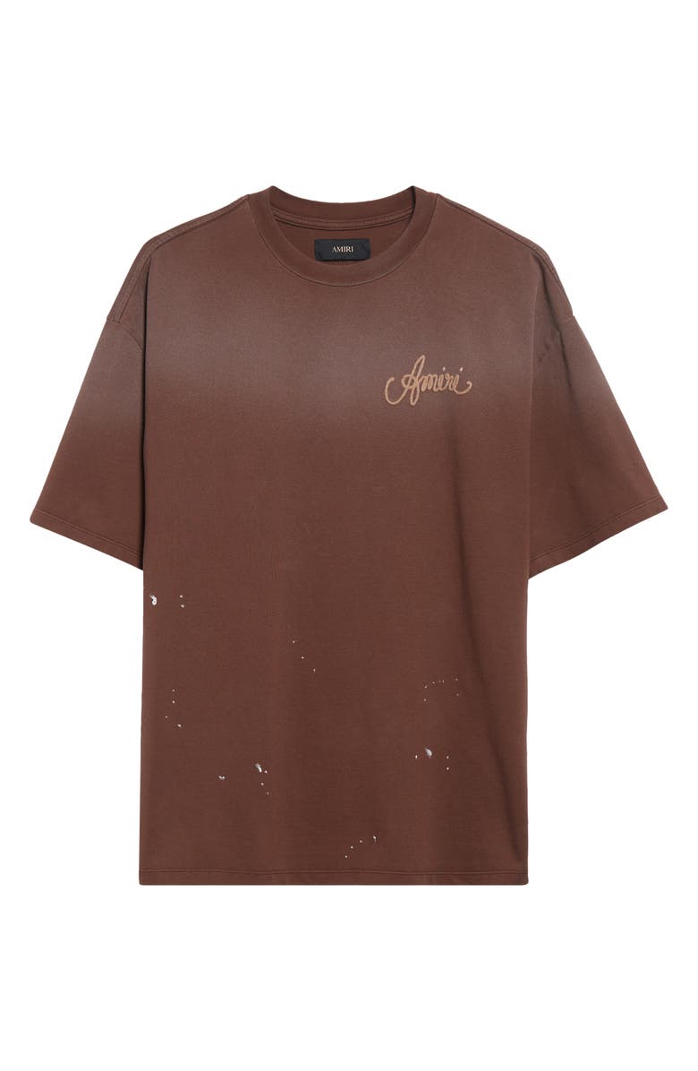 AMIRI Design Studio Embroidered Paint Splatter Oversize T-Shirt, Alternate, color, Walnut Brown