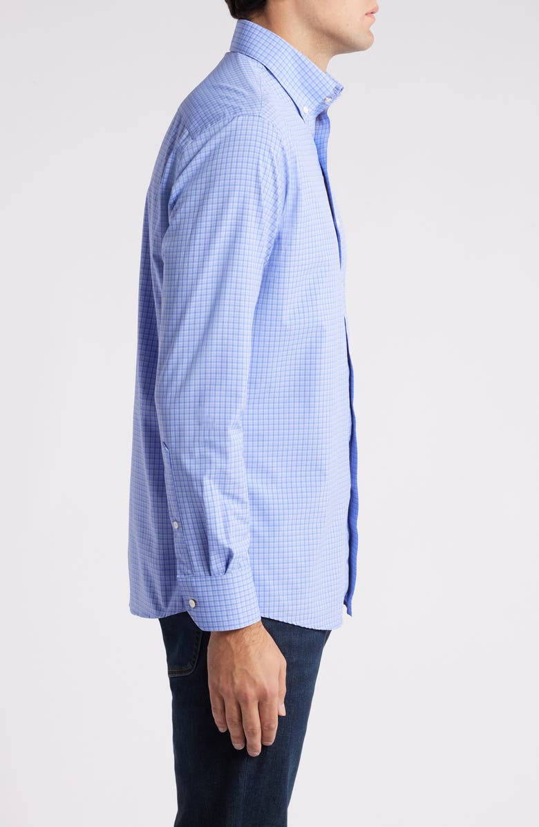 Peter Millar Cheviot Microcheck Performance Button-Down Shirt, Alternate, color, Elixir