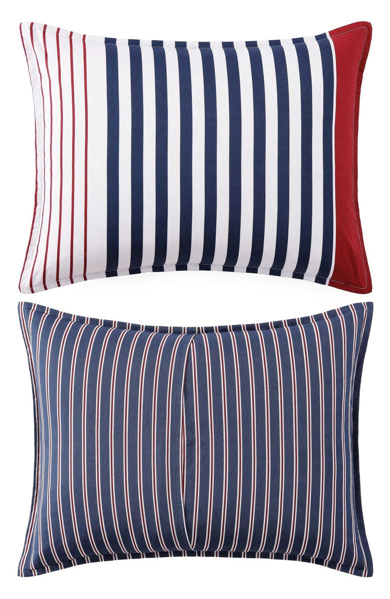Tommy Hilfiger Brookyln Stripe Cotton Percale Comforter & Shams Set, Alternate, color, Beige/ Blue/ Red