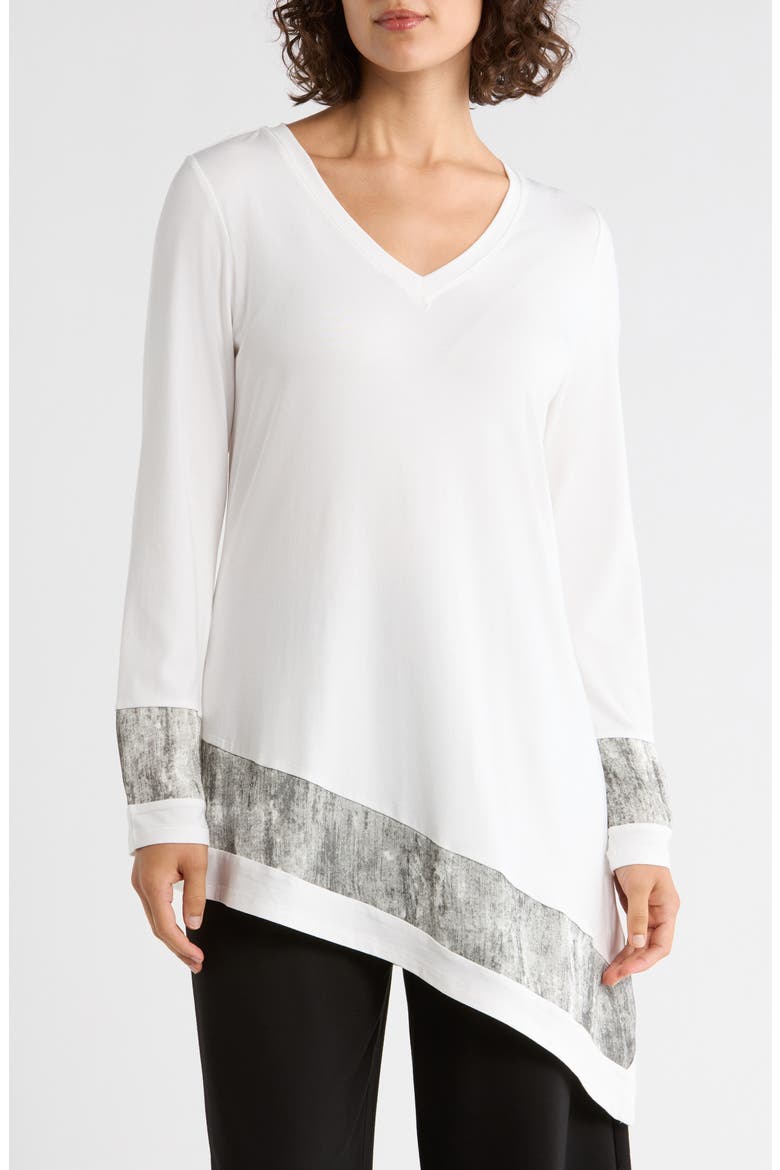 Asymmetric V-Neck Tunic, Main, color, OFF WHITE