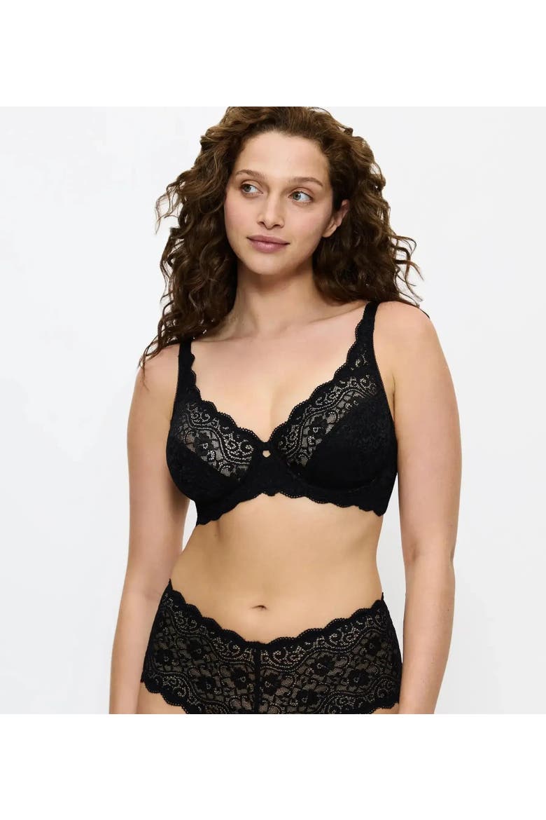 Amourette Floral Lace Underwire Bra, Main, color, Black