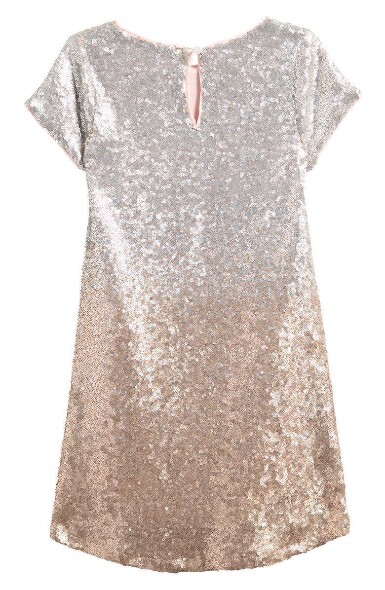 Ava & Yelly Kids' Ombré Sequin Shift Dress, Alternate, color, Champagne