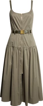 L'AGENCE Rima Belted Front Zip Midi Dress