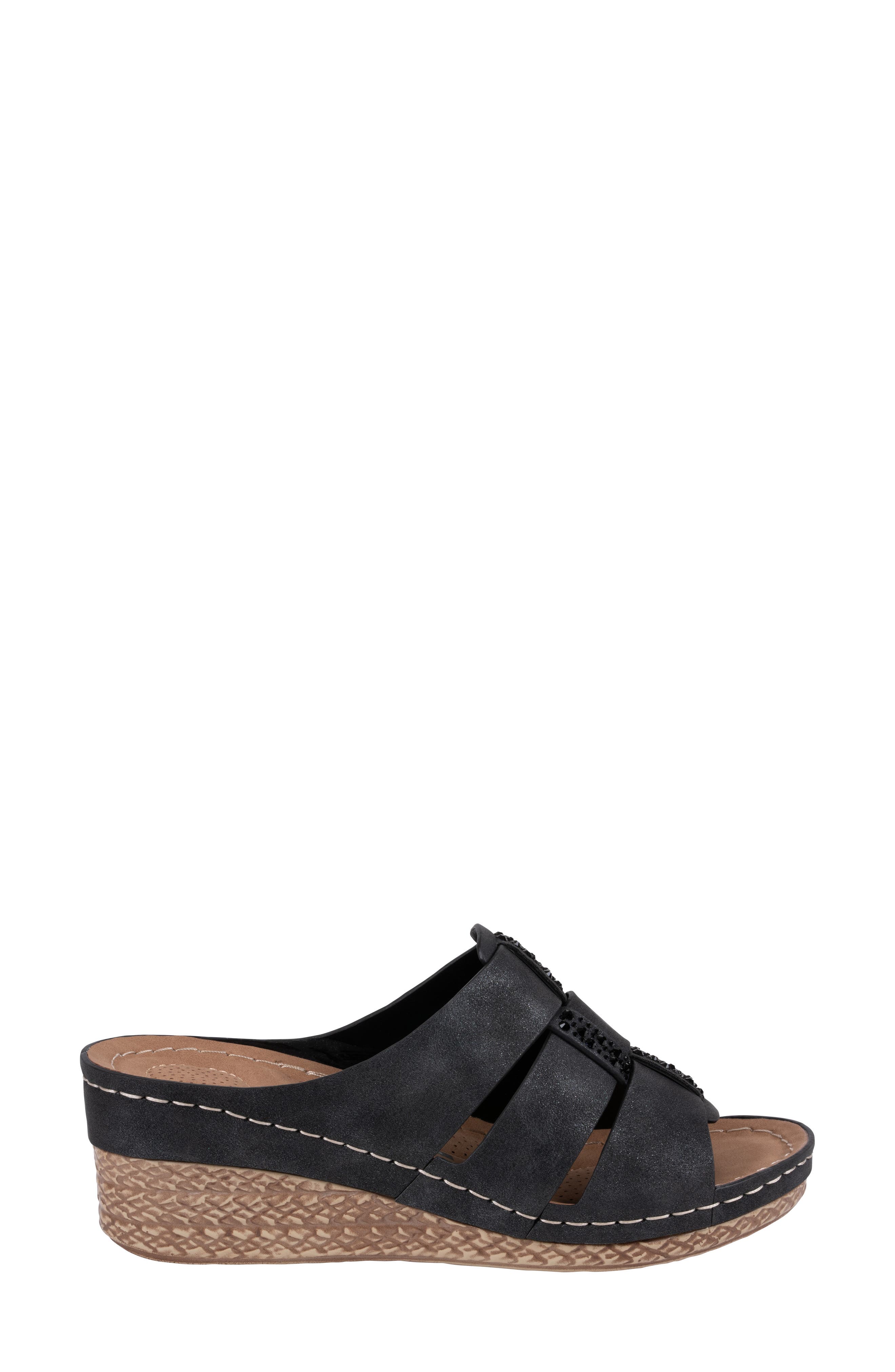 GOOD CHOICE NEW YORK Monte Wedge Sandal, Alternate, color, Black