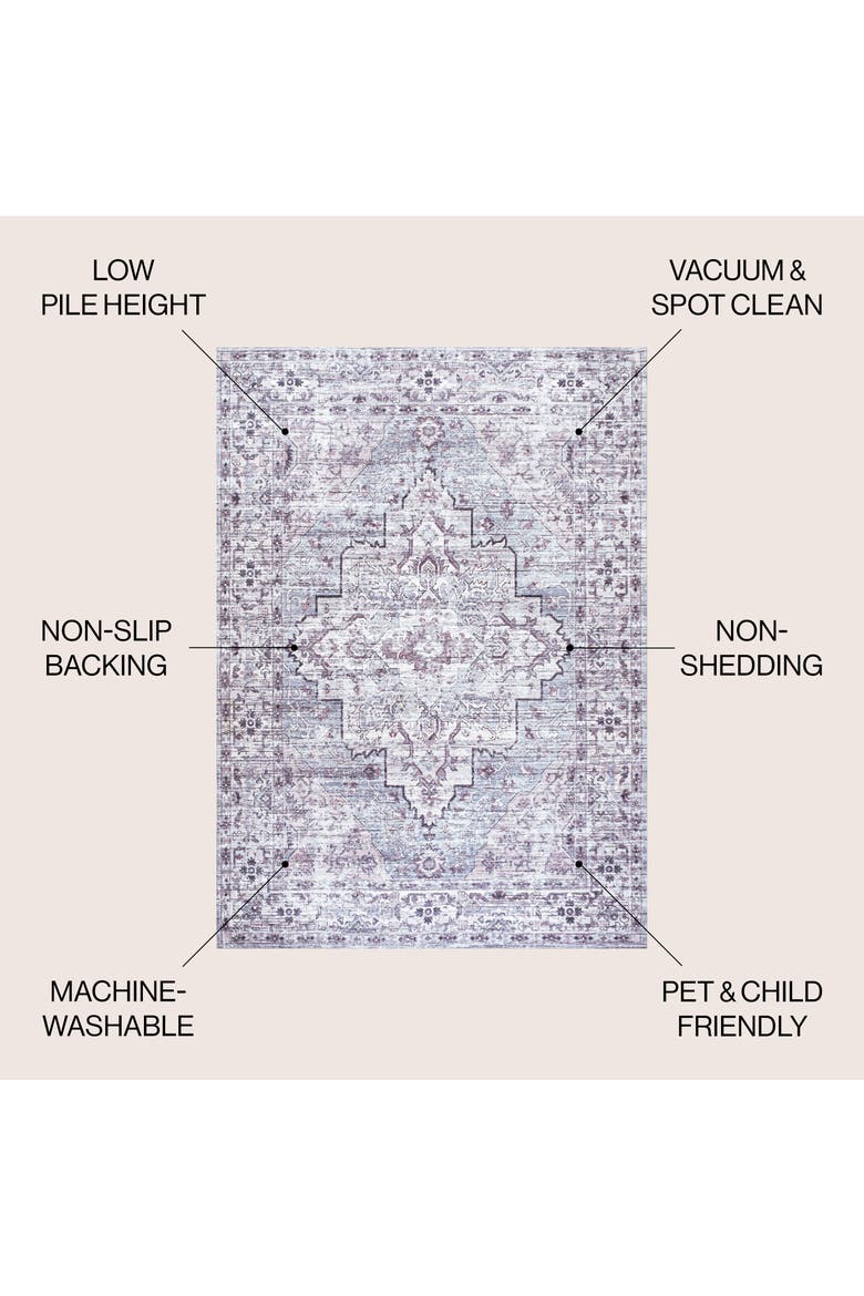 Didim Boho Medallion Machine-Washable Area Rug, Alternate, color, Gray/Purple